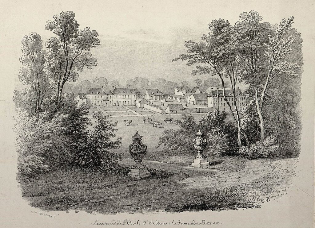 La ferme du Baron. Lithographie de Charles Pensée  - Agrandir l'image, fenêtre modale